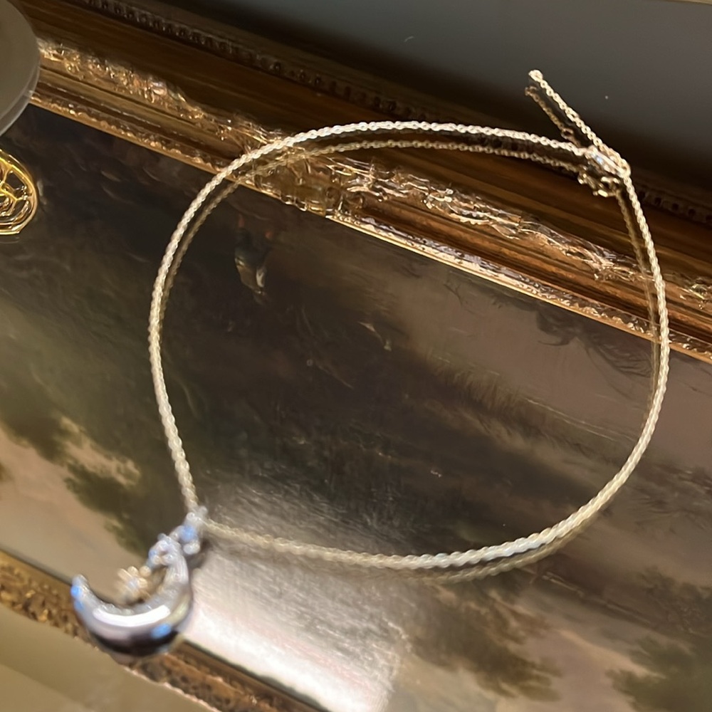 Elegant Silver and Gold Moon Necklace - Picture 2 of 4
